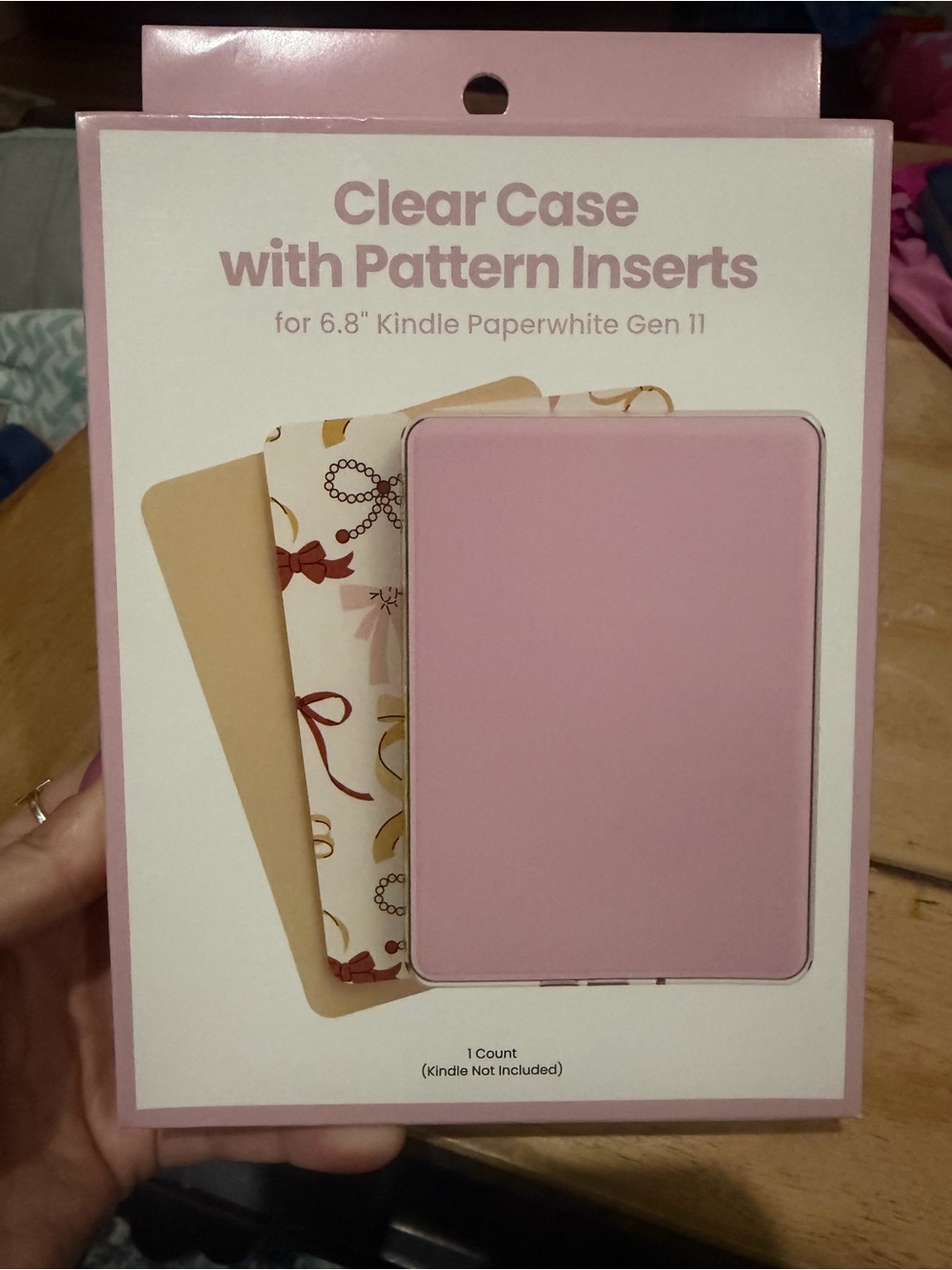Clear Pink Case with Pattern Inserts for 6.8" Kindle Paperwhite Gen 11